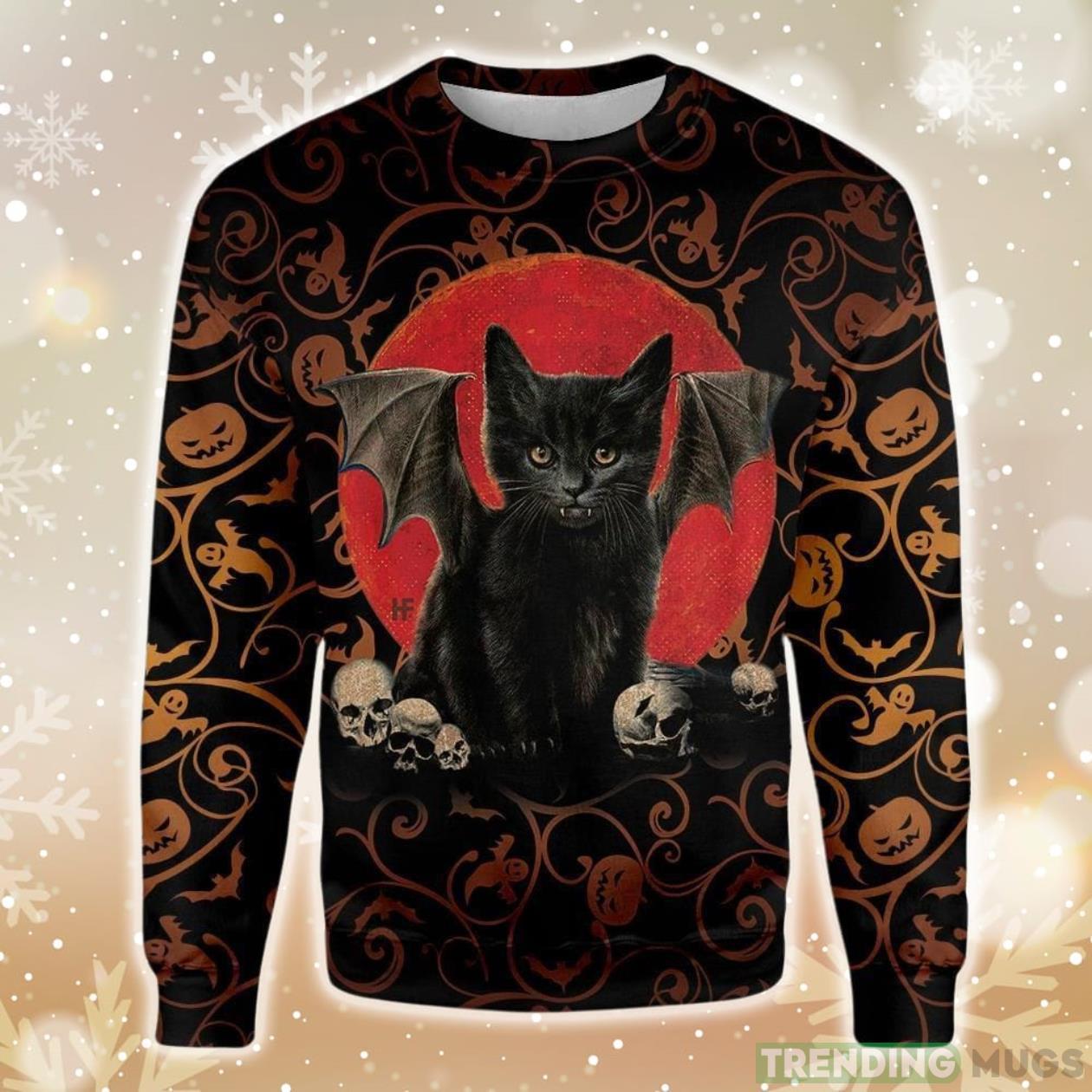 Black Cat Halloween Ugly Christmas Sweater Product Photo 1 Black Cat Halloween Ugly Christmas Sweater Product Photo 1