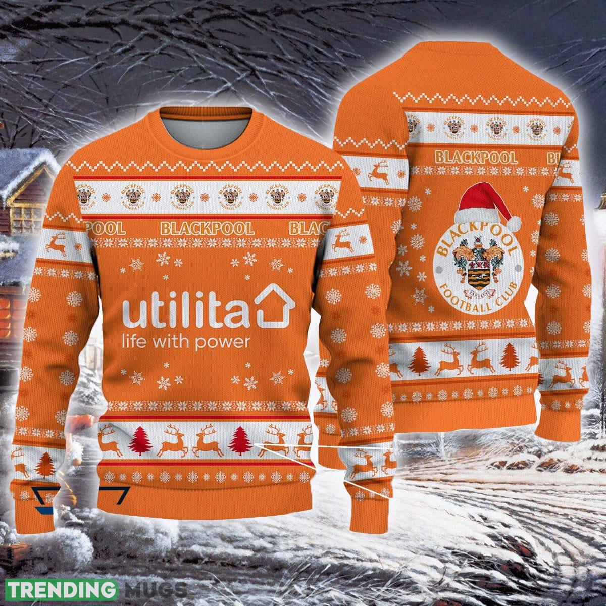 Blackpool F.C Print Efl Logo Team Ugly Christmas Sweater For Fans Gift Unisex Sweatshirt 3D Sweater Blackpool F.C Print Efl Logo Team Ugly Christmas Sweater For Fans Gift Unisex Sweatshirt 3D Sweater