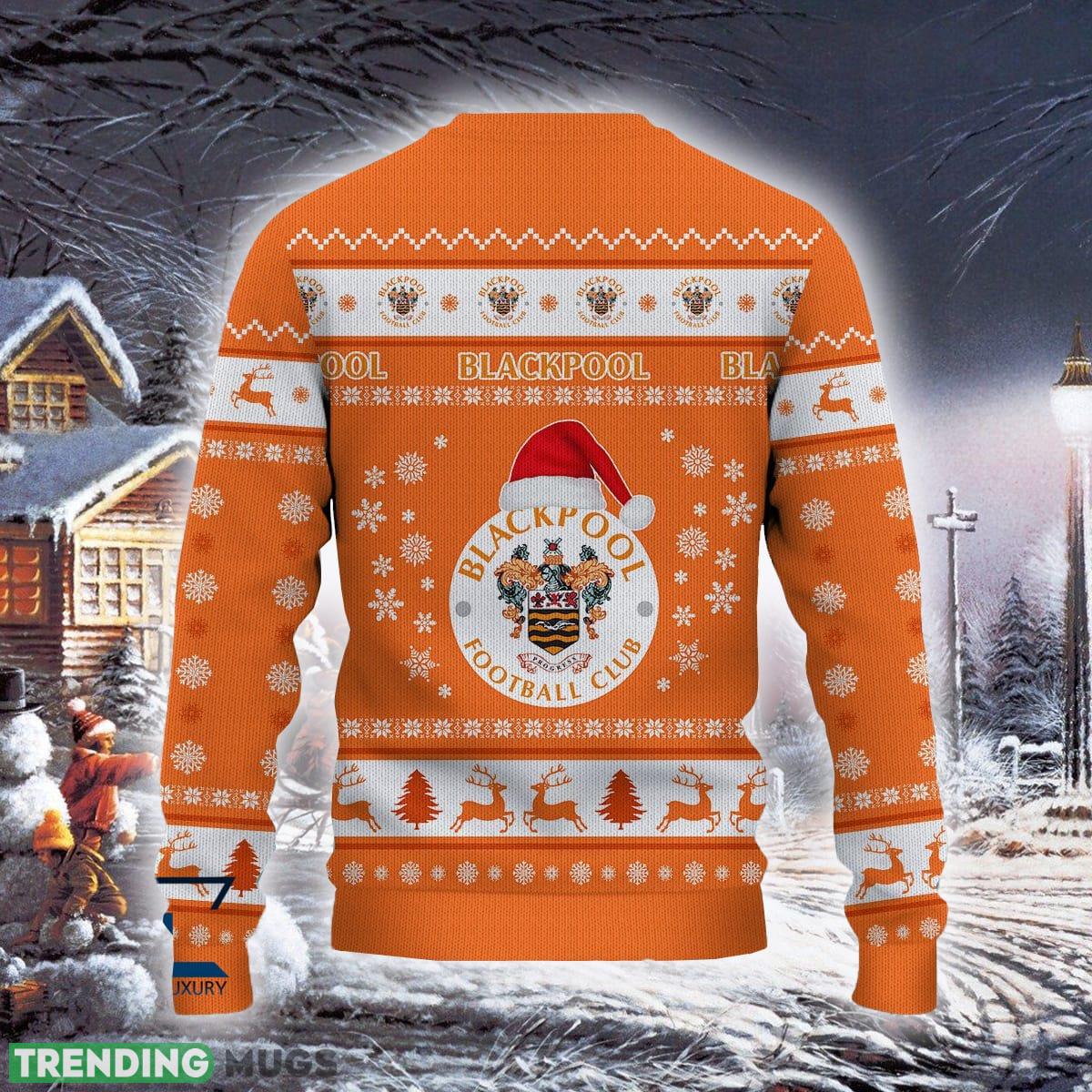 Blackpool F.C Print Efl Logo Team Ugly Christmas Sweater For Fans Gift Unisex Sweatshirt 3D Sweater Blackpool F.C Print Efl Logo Team Ugly Christmas Sweater For Fans Gift Unisex Sweatshirt 3D Sweater