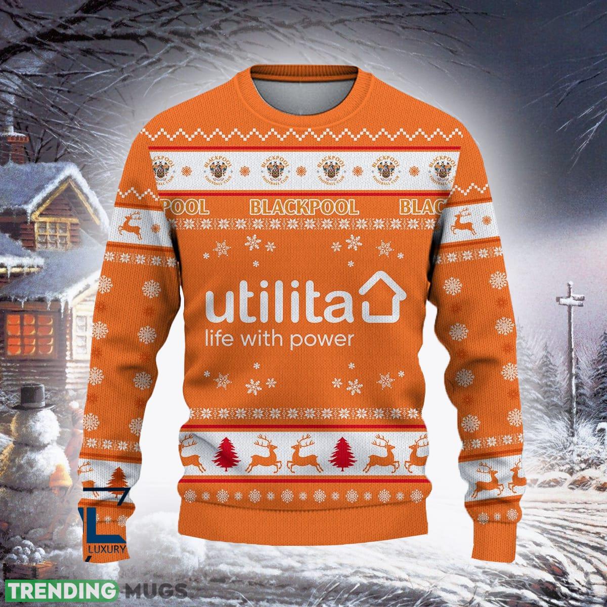 Blackpool F.C Print Efl Logo Team Ugly Christmas Sweater For Fans Gift Unisex Sweatshirt - Blackpool F.C Designer Efl Ugly Christmas Sweater For Fans Gift Blackpool F.C Print Efl Logo Team Ugly Christmas Sweater For Fans Gift Unisex Sweatshirt - Blackpool F.C Designer Efl Ugly Christmas Sweater For Fans Gift