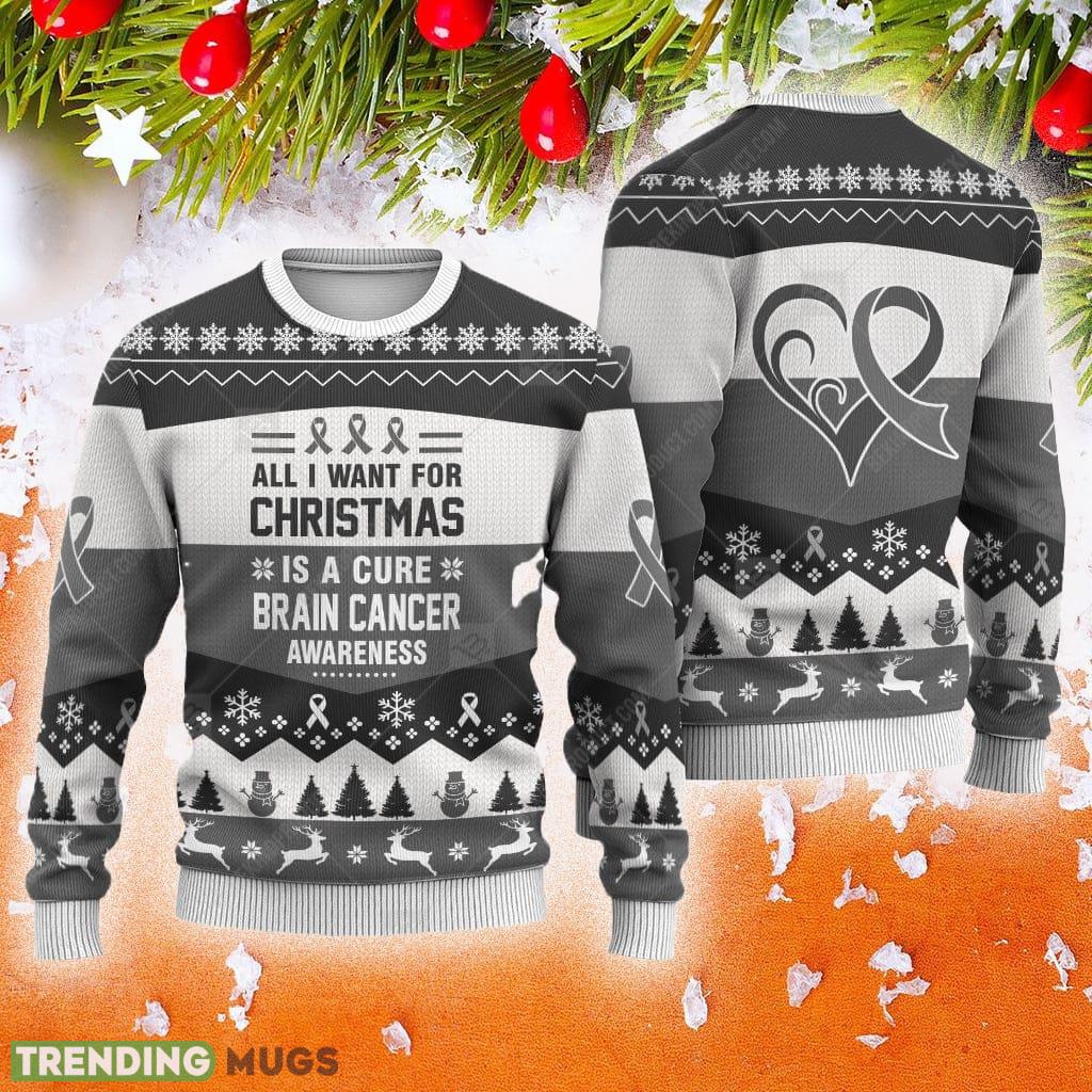 Brain Cancer Awareness All I Want For Is A Cure Animals Ugly Christmas Sweater AOP Gift For Men And Women - Brain Cancer Awareness All I Want For Is A Cure Animals Ugly Christmas Sweater AOP Gift For Men And Women Brain Cancer Awareness All I Want For Is A Cure Animals Ugly Christmas Sweater AOP Gift For Men And Women - Brain Cancer Awareness All I Want For Is A Cure Animals Ugly Christmas Sweater AOP Gift For Men And Women