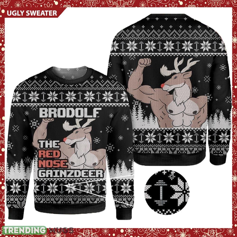 Brodolf the red nose gainzdeer Knitted Christmas 3D Sweater For Fans - Brodolf the red nose gainzdeer Knitted Christmas 3D Sweater For Fans Brodolf the red nose gainzdeer Knitted Christmas 3D Sweater For Fans - Brodolf the red nose gainzdeer Knitted Christmas 3D Sweater For Fans