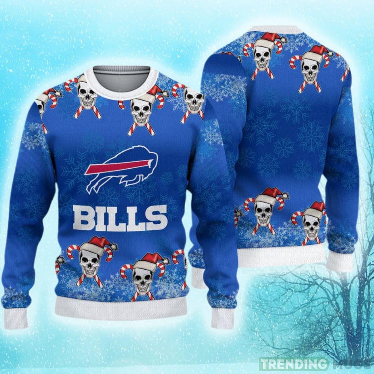 Buffalo Bills Christmas Skull Hot Trending Ugly Sweater For Fans Product Photo 1 Buffalo Bills Christmas Skull Hot Trending Ugly Sweater For Fans Product Photo 1