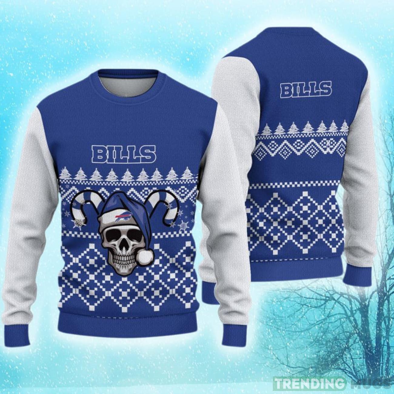Buffalo Bills Christmas Skull Hot Trending Ugly Sweater For Men Women Product Photo 1 Buffalo Bills Christmas Skull Hot Trending Ugly Sweater For Men Women Product Photo 1