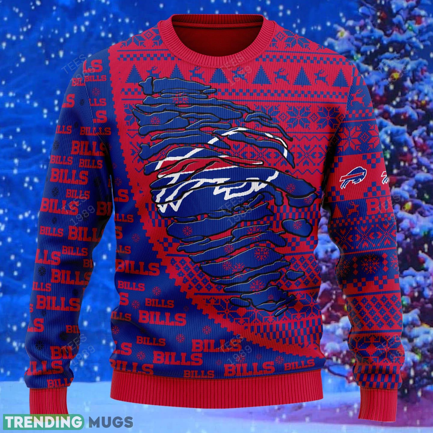 Buffalo Bills NFL Christmas Snowflakes Reindeer 3D Sweater Custom Number And Name 3D Sweater Buffalo Bills NFL Christmas Snowflakes Reindeer 3D Sweater Custom Number And Name 3D Sweater