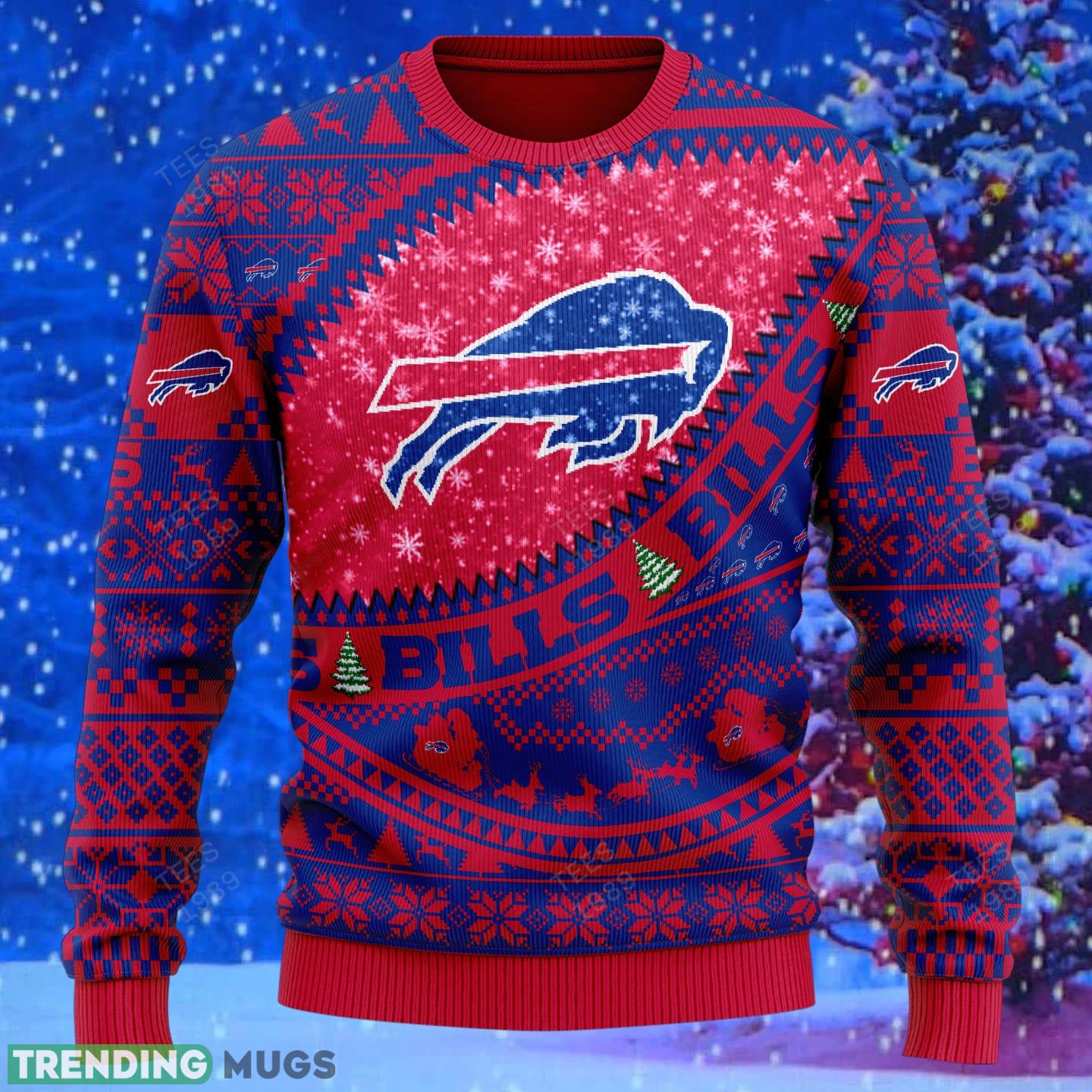 Buffalo Bills NFL Ugly Snowflakes Reindeer 3D Sweater Custom Number And Name 3D Sweater Buffalo Bills NFL Ugly Snowflakes Reindeer 3D Sweater Custom Number And Name 3D Sweater