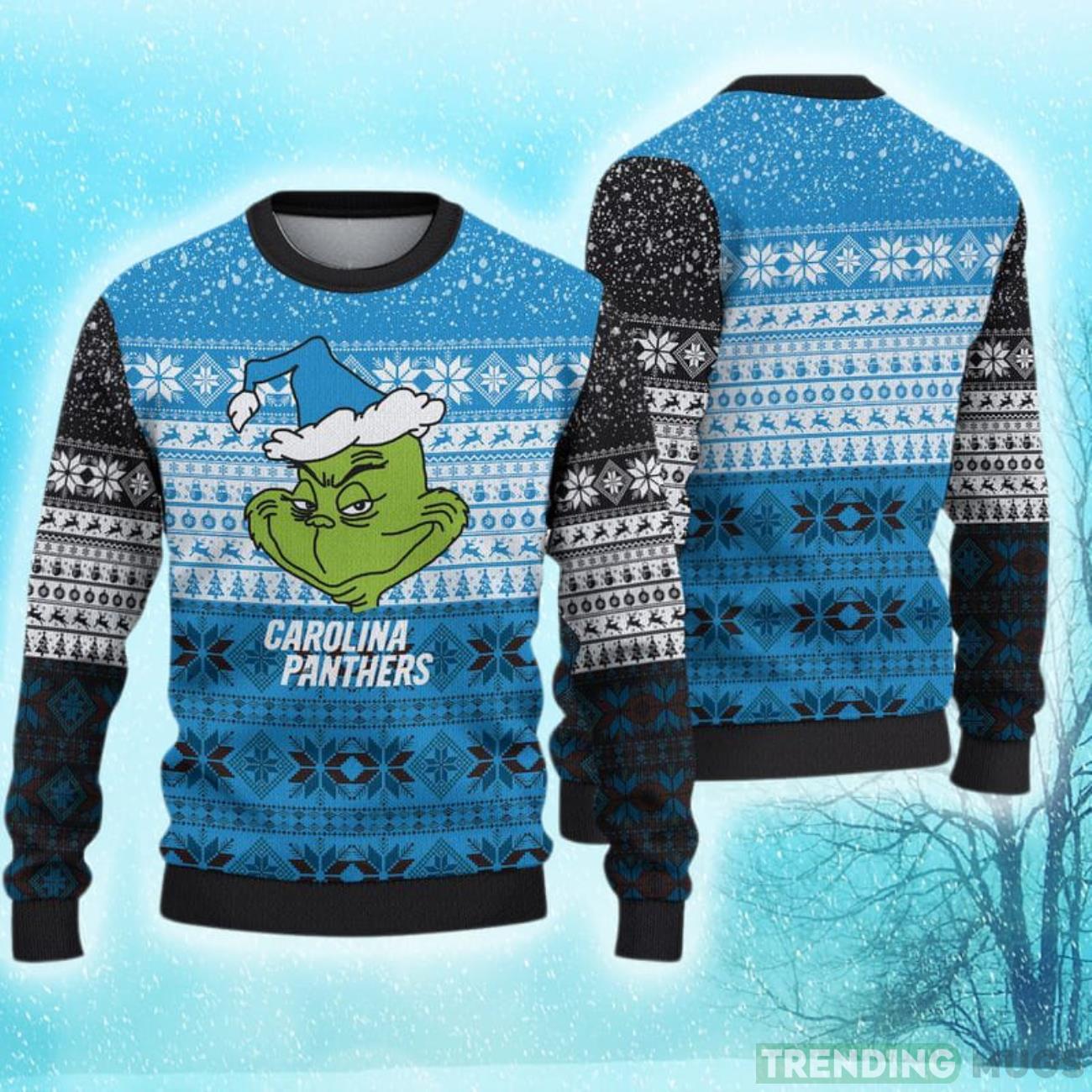 Carolina Panthers Christmas Grinch Hot Trending Ugly Sweater For Fans Product Photo 1 Carolina Panthers Christmas Grinch Hot Trending Ugly Sweater For Fans Product Photo 1