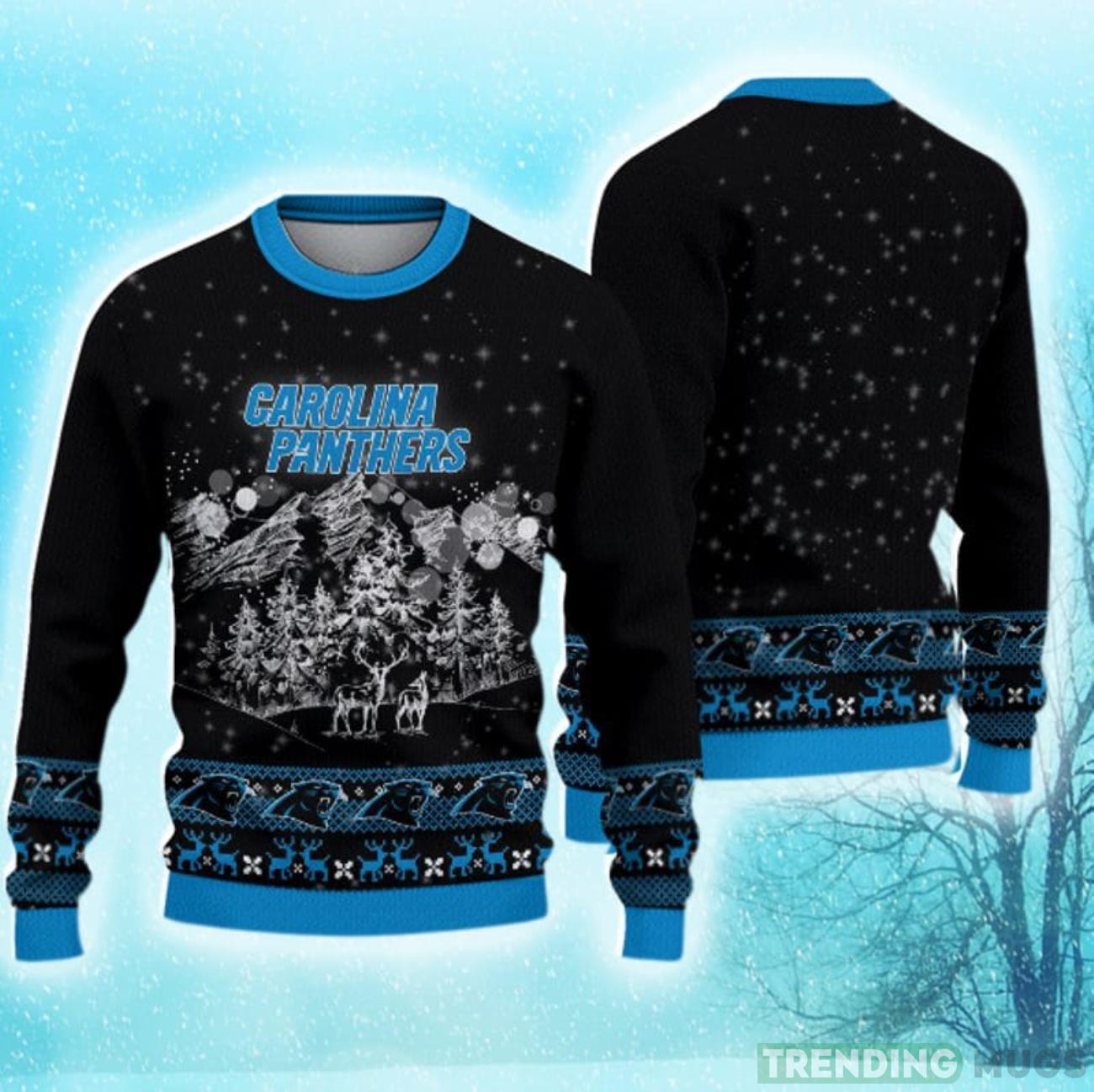 Carolina Panthers Christmas Mountain Hot Trending Ugly Sweater For Fans Product Photo 1 Carolina Panthers Christmas Mountain Hot Trending Ugly Sweater For Fans Product Photo 1