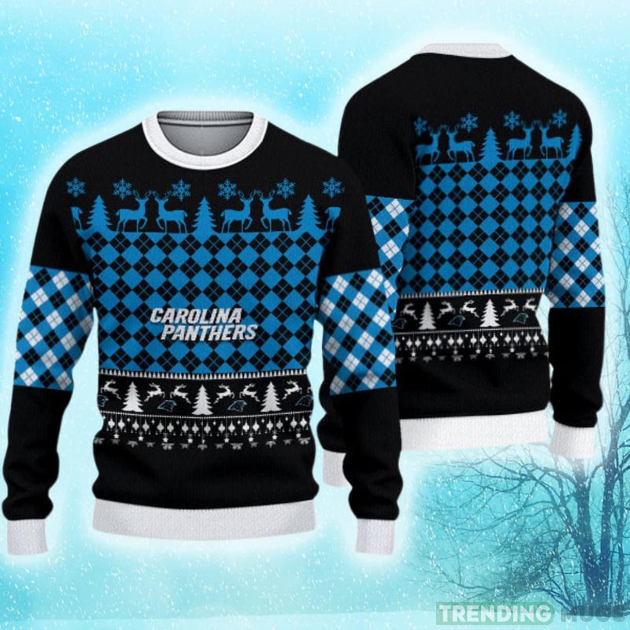 Carolina Panthers Christmas Pattern Hot Trending Ugly Sweater Great Gift For Fans Product Photo 1 Carolina Panthers Christmas Pattern Hot Trending Ugly Sweater Great Gift For Fans Product Photo 1
