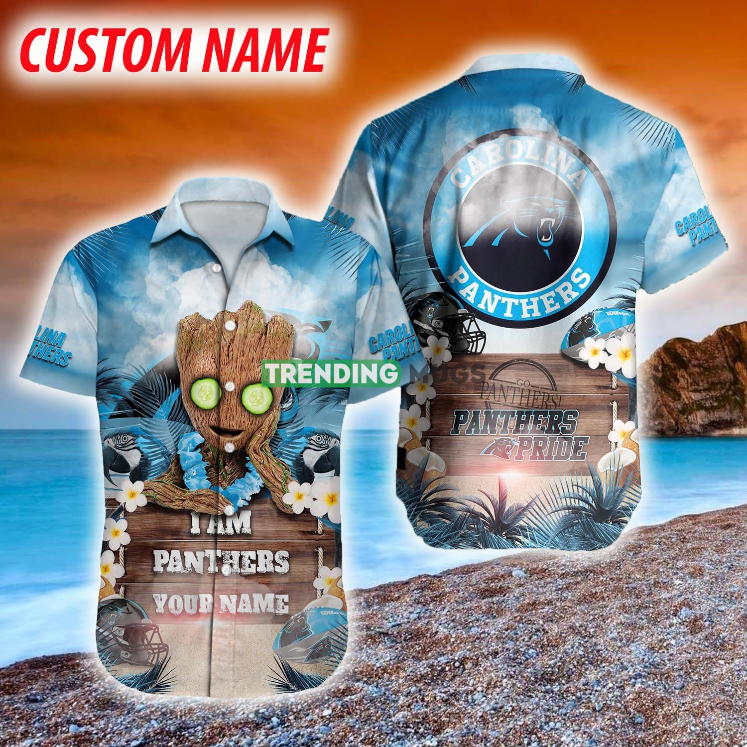 Carolina Panthers NFL Hawaiian shirt Groot Funny Color Custom Name For Fans Gift - Carolina Panthers NFL Hawaiian shirt Groot Funny Color Custom Name For Fans Gift