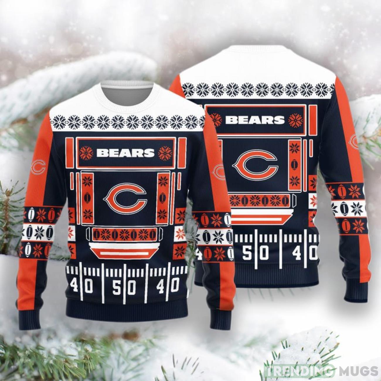 Chicago Bears Christmas Ball Snowfalke Pattern Knitted Sweater Product Photo 1 Chicago Bears Christmas Ball Snowfalke Pattern Knitted Sweater Product Photo 1