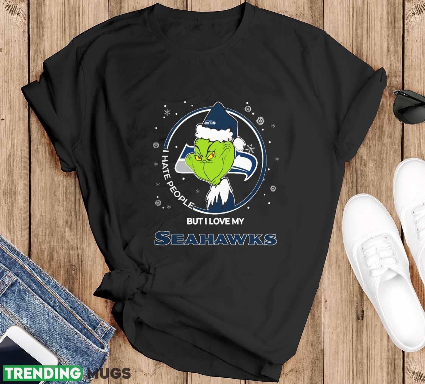 Christmas Grinch Santa I Hate People But I Love My Seattle Seahawks Funny T Shirt Sweatshirt For Fans - Black T-Shirt Christmas Grinch Santa I Hate People But I Love My Seattle Seahawks Funny T Shirt Sweatshirt For Fans - Black T-Shirt