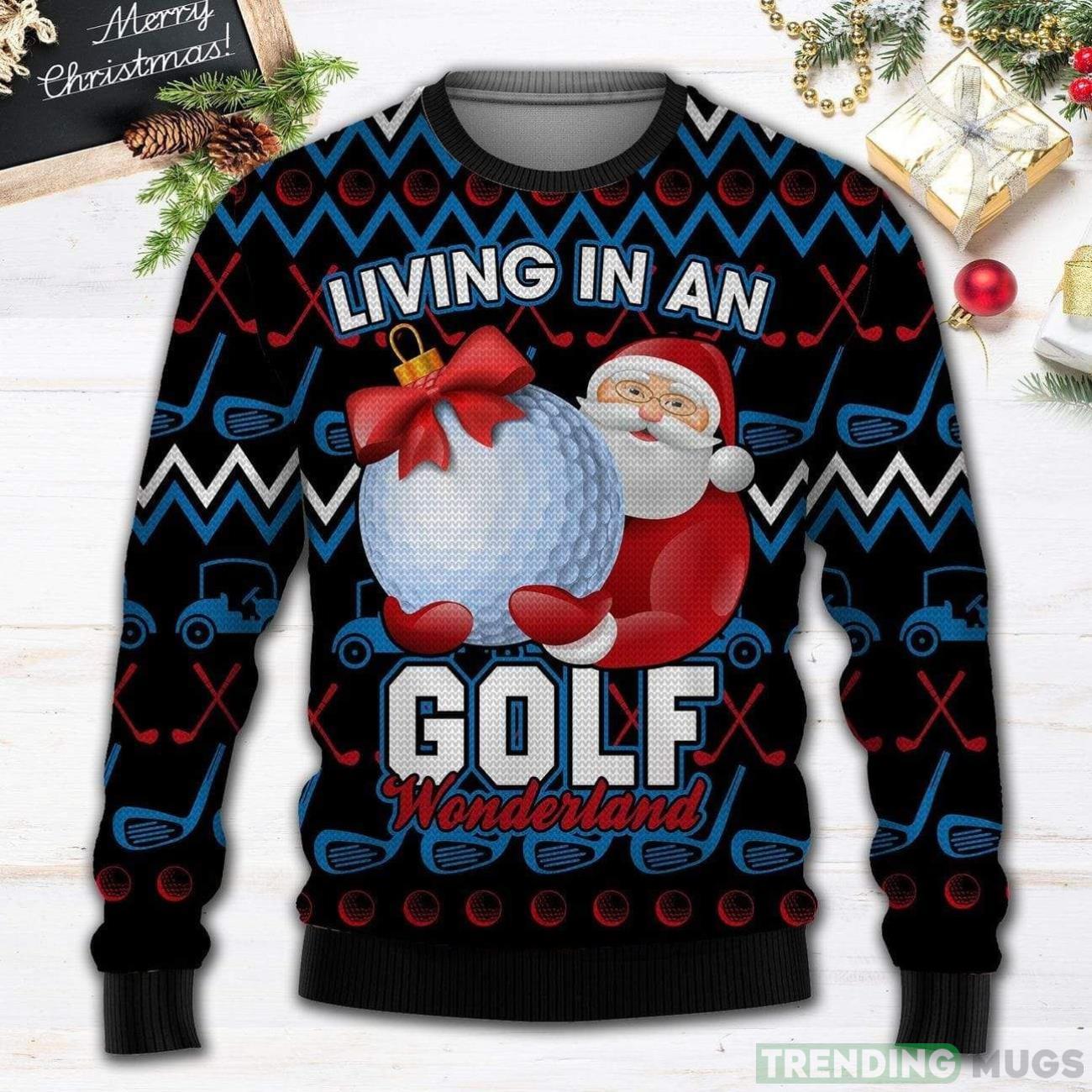 Christmas Living In A Golf Wonderland Santa Claus Ugly Sweater Product Photo 1 Christmas Living In A Golf Wonderland Santa Claus Ugly Sweater Product Photo 1