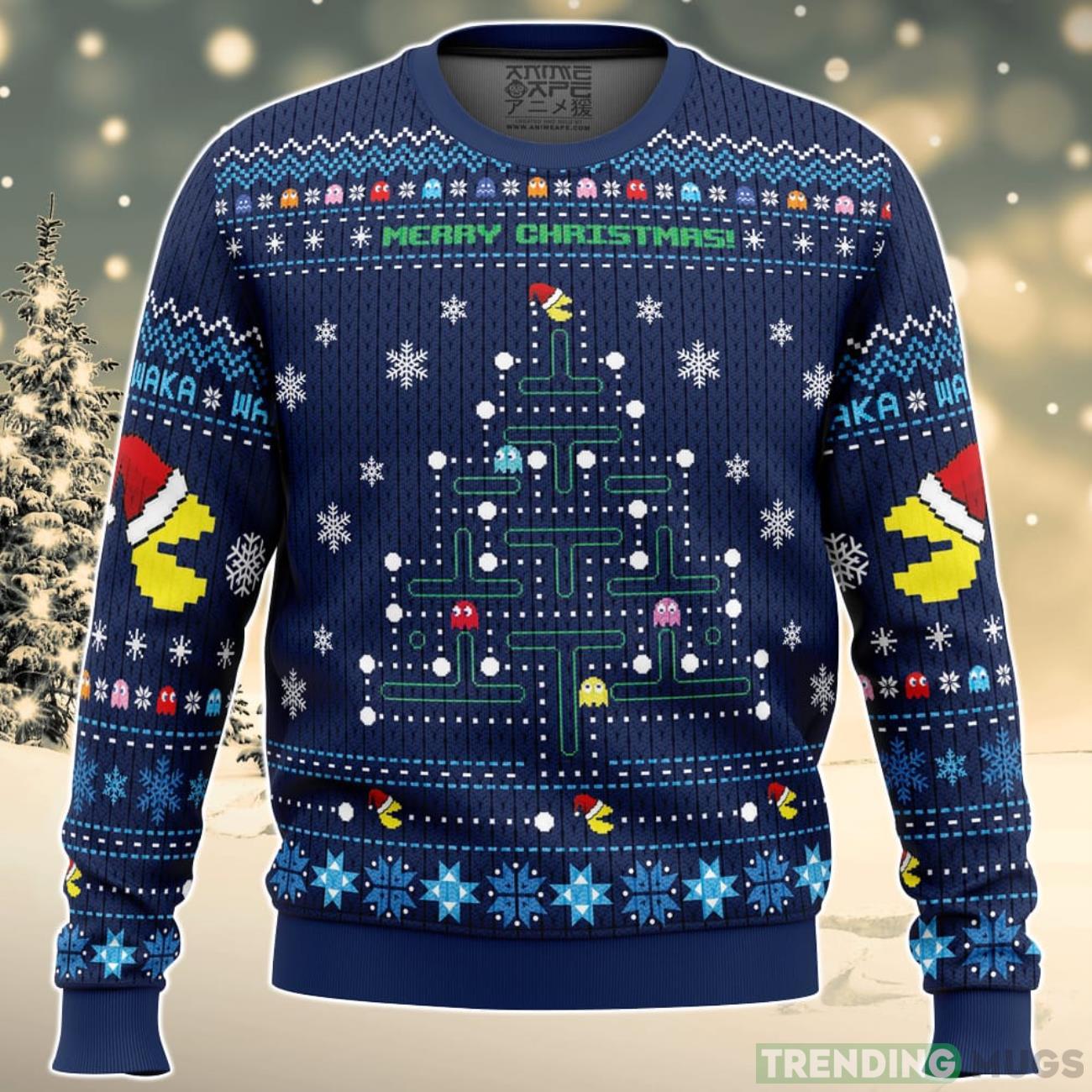 Christmas Tree Pac-Man Christmas Sweater For Men And Women Product Photo 1 Christmas Tree Pac-Man Christmas Sweater For Men And Women Product Photo 1