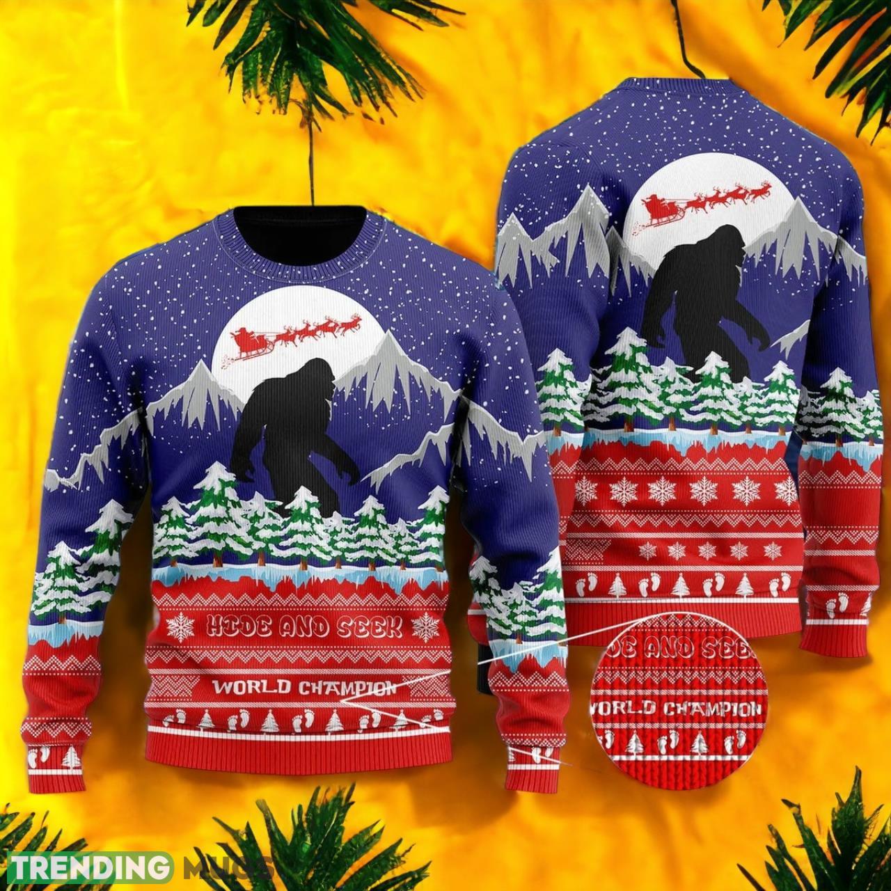 Christmas With Bigfoot Ugly Christmas Sweater Product Photo 1
