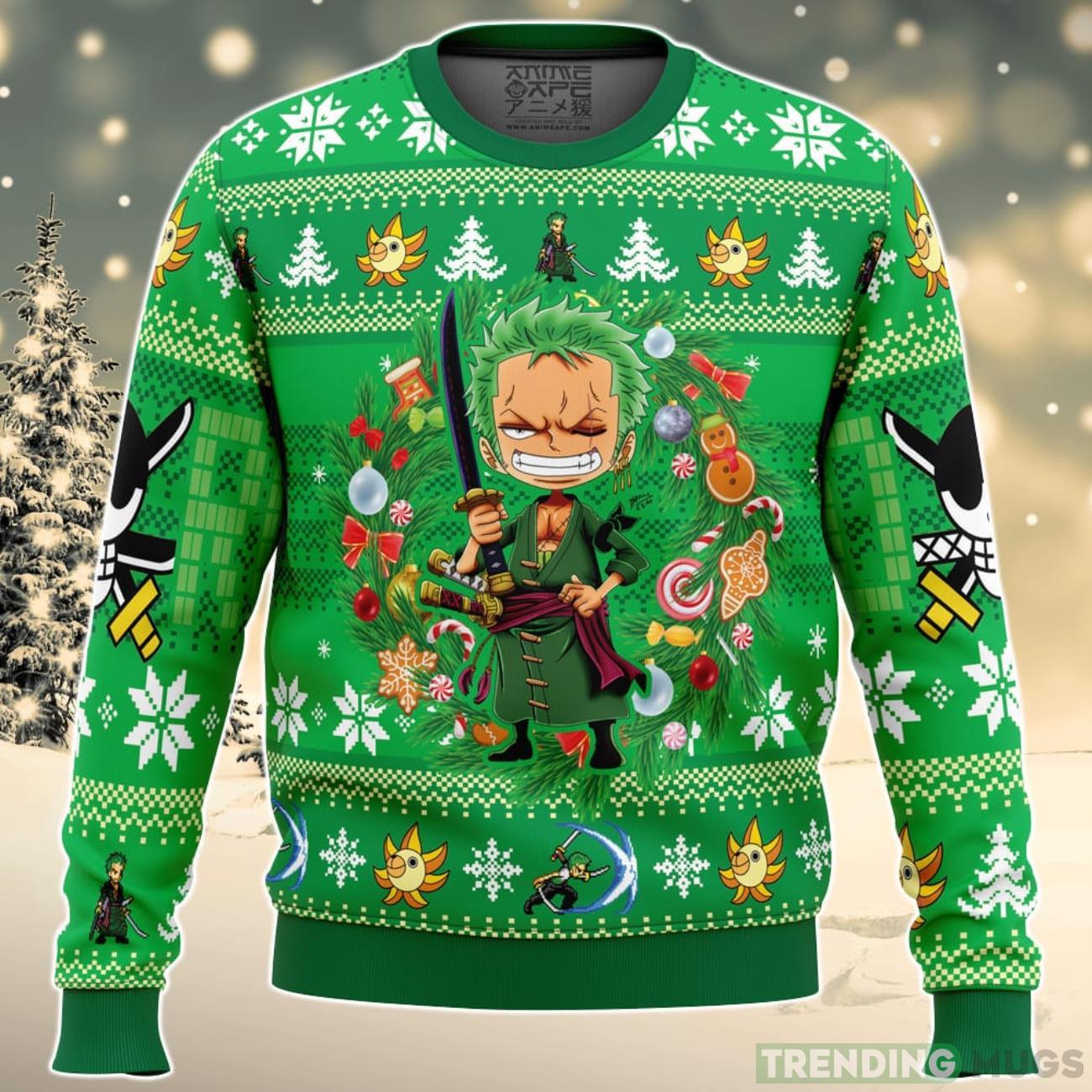 Christmas Zoro One Piece Ugly Christmas Sweater For Men And Women Product Photo 1 Christmas Zoro One Piece Ugly Christmas Sweater For Men And Women Product Photo 1