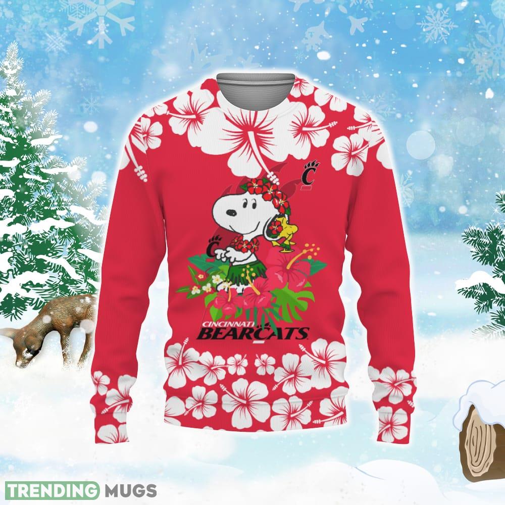 Cincinnati Bearcats Champions Sports Hibiscus Hawaiian Patterns Shirt Knitted Christmas Sweater 3D Sweater Cincinnati Bearcats Champions Sports Hibiscus Hawaiian Patterns Shirt Knitted Christmas Sweater 3D Sweater