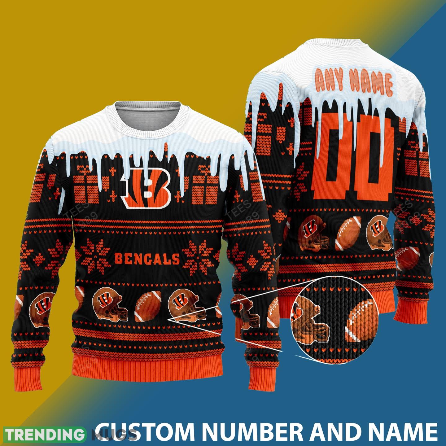 Cincinnati Bengals Graphics NFL Snowflakes Reindeer 3D Sweater Custom Number And Name - Cincinnati Bengals v2 NFL Knitted Sweater Photo 1 Cincinnati Bengals Graphics NFL Snowflakes Reindeer 3D Sweater Custom Number And Name - Cincinnati Bengals v2 NFL Knitted Sweater Photo 1