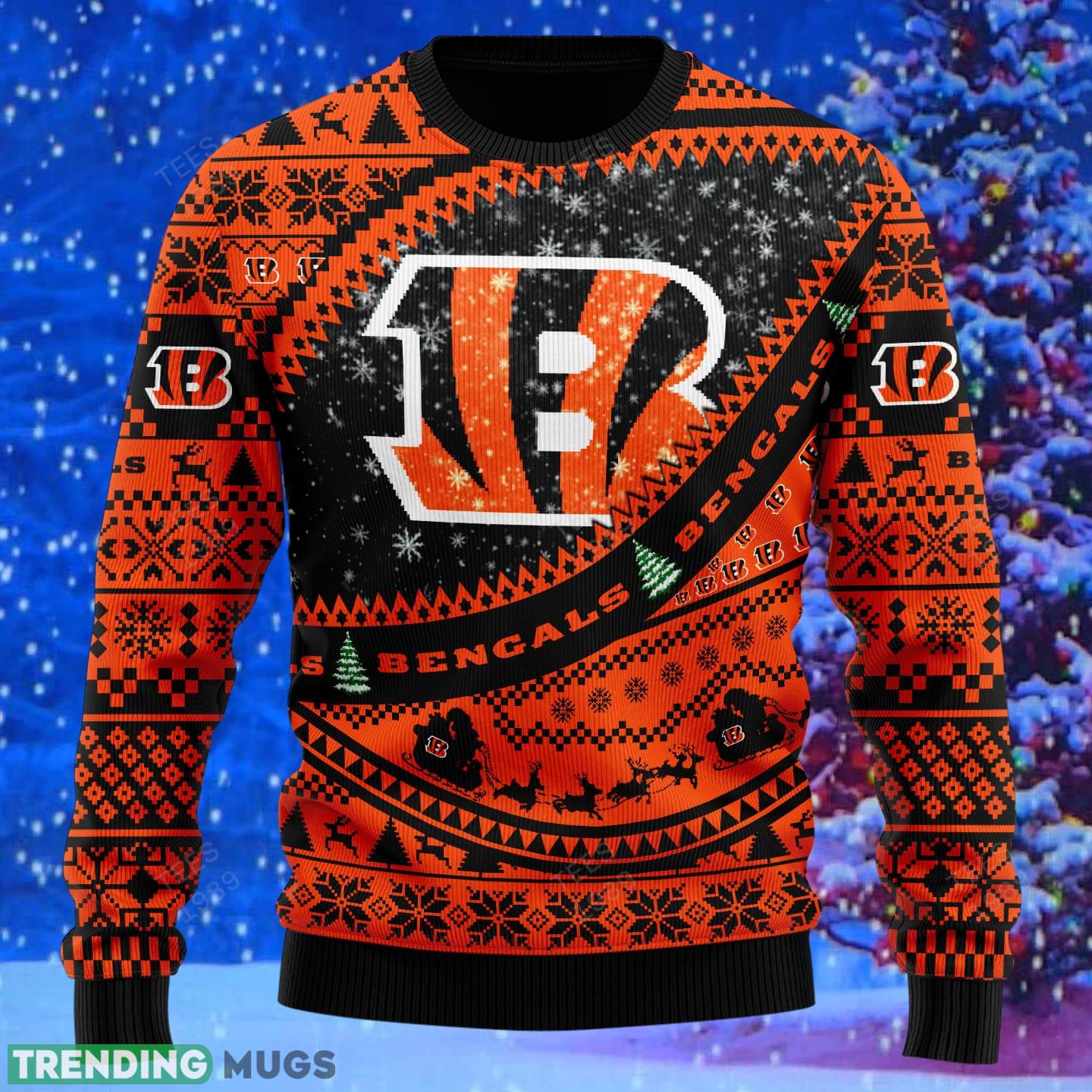 Cincinnati Bengals NFL Ugly Snowflakes Reindeer 3D Sweater Custom Number And Name 3D Sweater Cincinnati Bengals NFL Ugly Snowflakes Reindeer 3D Sweater Custom Number And Name 3D Sweater