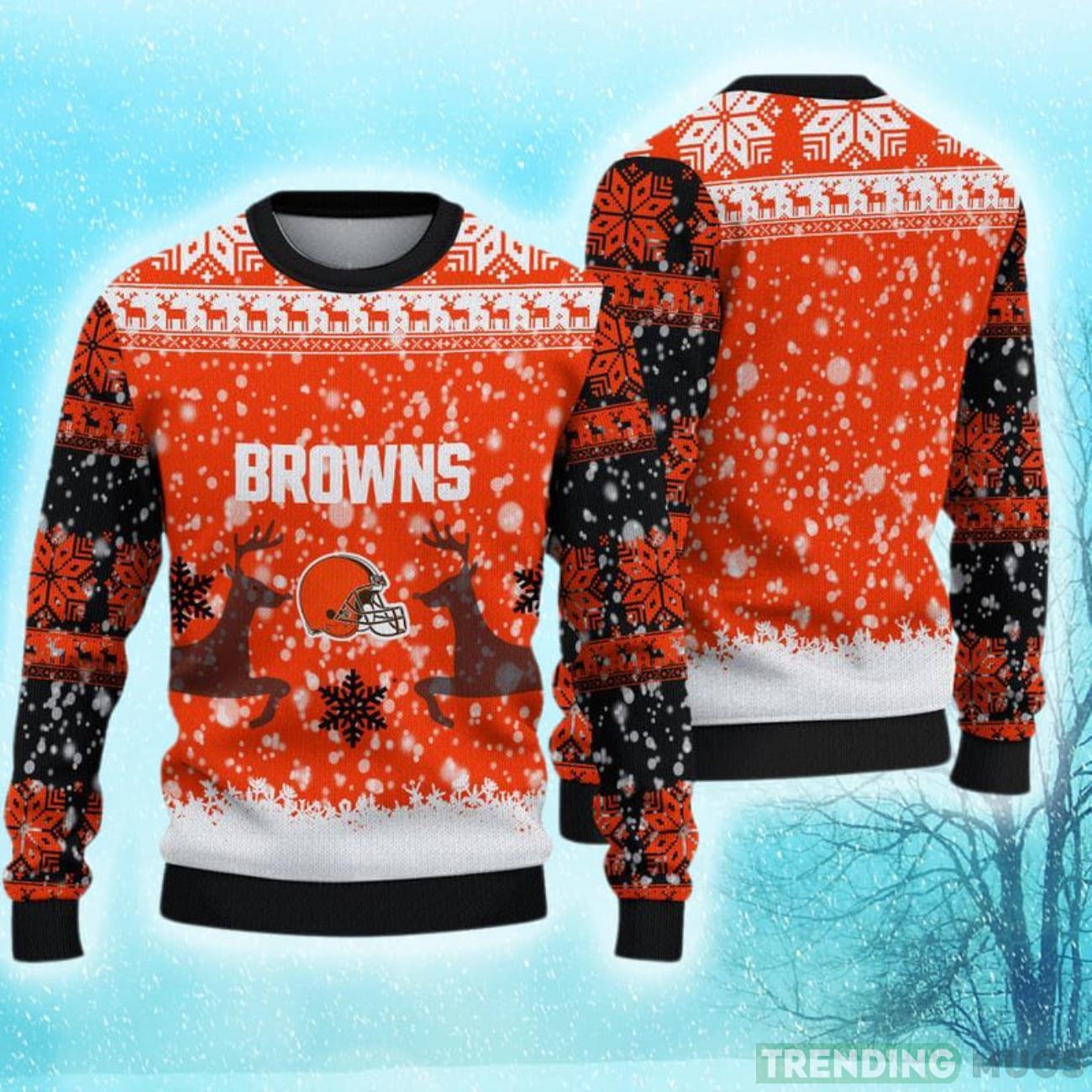 Cleveland Browns Christmas Reindeer Hot Trending Ugly Sweater Gift For Fans Product Photo 1 Cleveland Browns Christmas Reindeer Hot Trending Ugly Sweater Gift For Fans Product Photo 1
