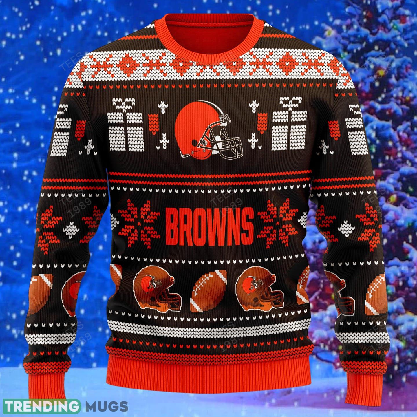 Cleveland Browns Design NFL Snowflakes Reindeer 3D Sweater Custom Number And Name 3D Sweater Cleveland Browns Design NFL Snowflakes Reindeer 3D Sweater Custom Number And Name 3D Sweater