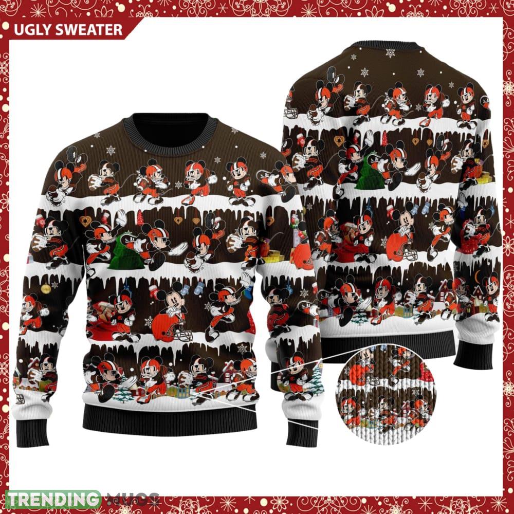 Cleveland Browns Mickey NFL Knitted Christmas 3D Sweater For Fans - Cleveland Browns Mickey NFL Knitted Christmas 3D Sweater For Fans Cleveland Browns Mickey NFL Knitted Christmas 3D Sweater For Fans - Cleveland Browns Mickey NFL Knitted Christmas 3D Sweater For Fans