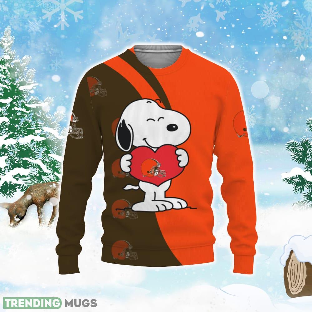 Cleveland Browns Snoopy Cute Heart American Sports Team Ugly Xmas 3D Sweater 3D Sweater Cleveland Browns Snoopy Cute Heart American Sports Team Ugly Xmas 3D Sweater 3D Sweater