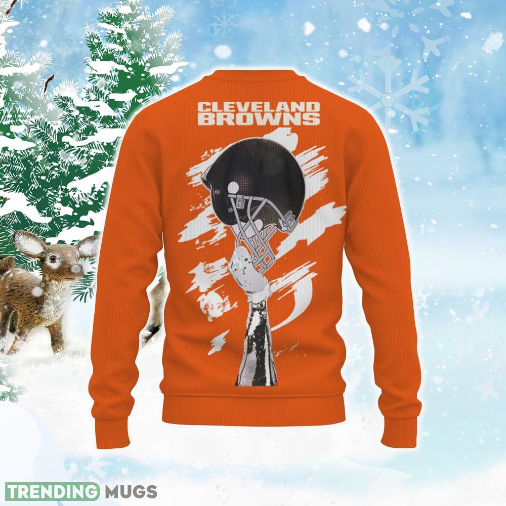 Cleveland Browns Sports American Football Helmet Knitted Christmas Sweater All Over Print Custom Number And Name 3D Sweater Cleveland Browns Sports American Football Helmet Knitted Christmas Sweater All Over Print Custom Number And Name 3D Sweater
