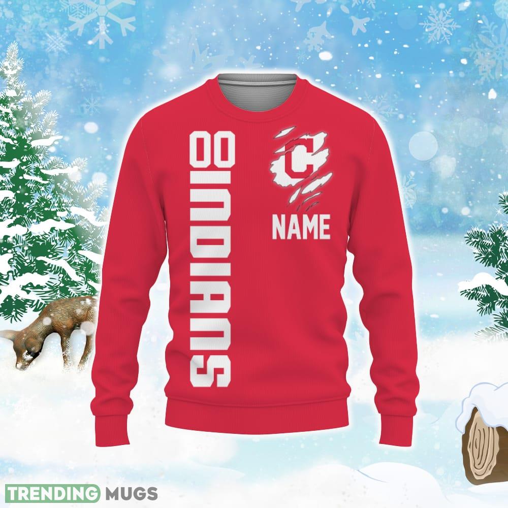 Cleveland Indians Sports American Football Helmet Ugly Xmas Sweater Custom Number And Name 3D Sweater Cleveland Indians Sports American Football Helmet Ugly Xmas Sweater Custom Number And Name 3D Sweater