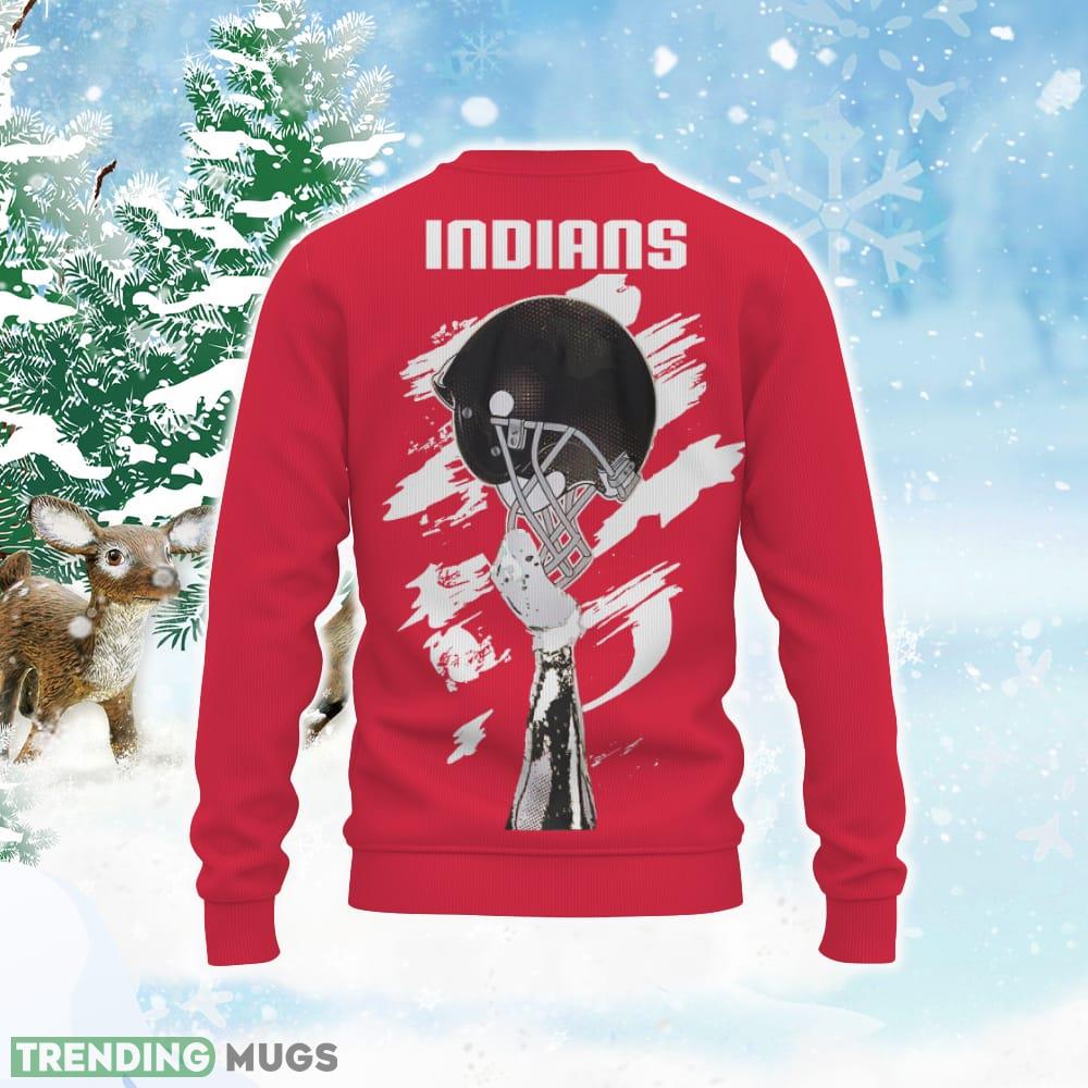 Cleveland Indians Sports American Football Helmet Ugly Xmas Sweater Custom Number And Name 3D Sweater Cleveland Indians Sports American Football Helmet Ugly Xmas Sweater Custom Number And Name 3D Sweater