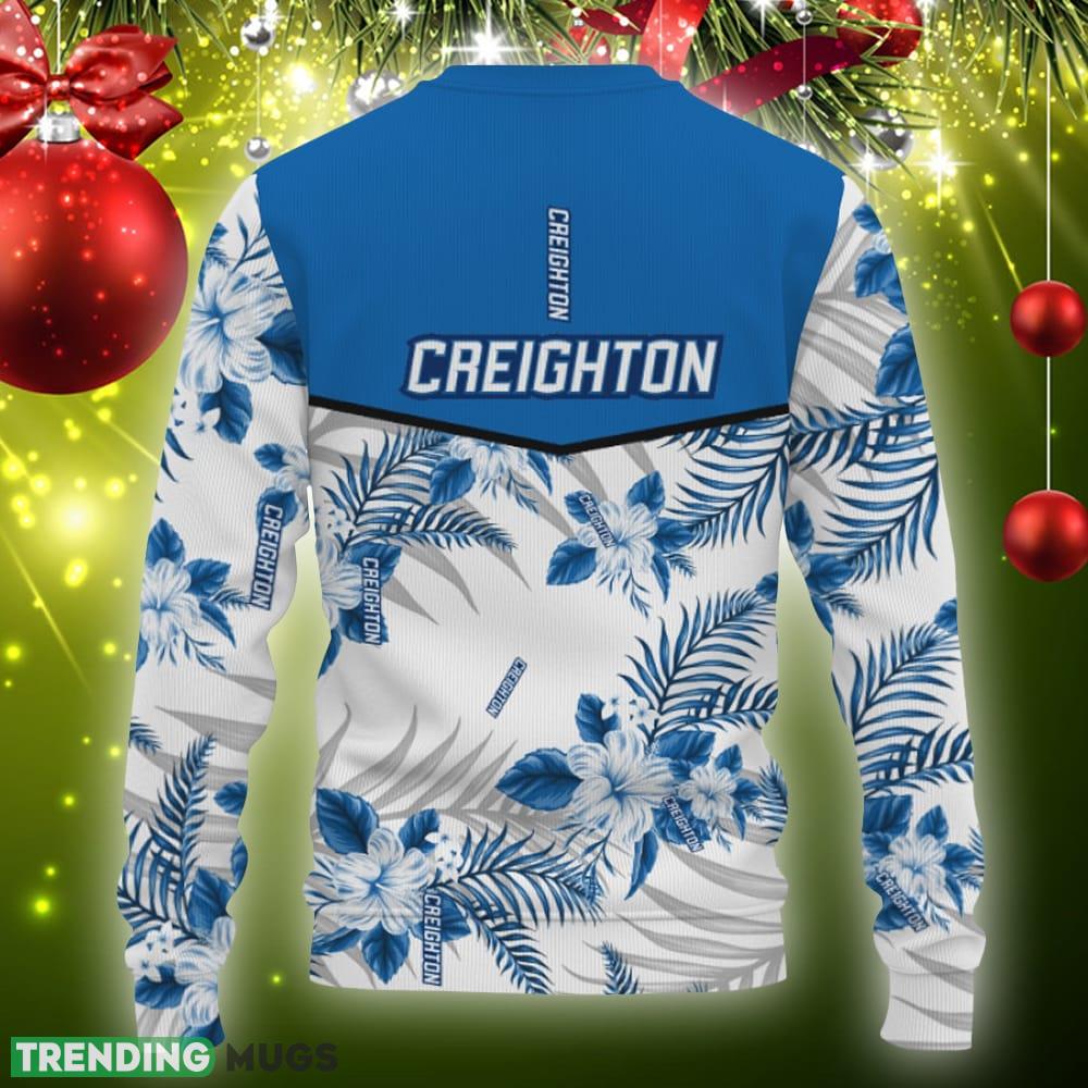 Creighton Bluejays Tropical Patterns Knitted Christmas Sweater Gift Holidays 3D Sweater Creighton Bluejays Tropical Patterns Knitted Christmas Sweater Gift Holidays 3D Sweater