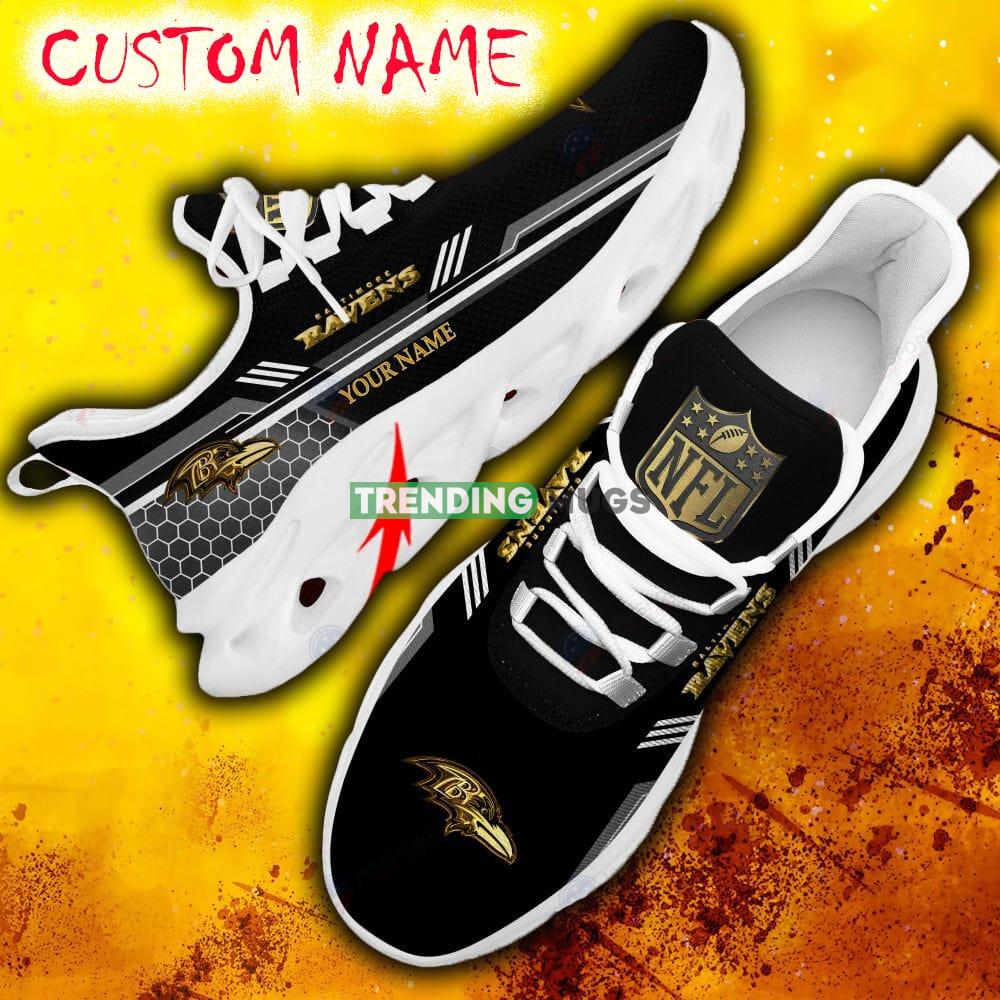 Custom Name Baltimore Ravens Black All Over Printed Max Soul Shoes For Fans Gift Men And Women New Sports Sneakers Max Soul Custom Name Baltimore Ravens Black All Over Printed Max Soul Shoes For Fans Gift Men And Women New Sports Sneakers Max Soul