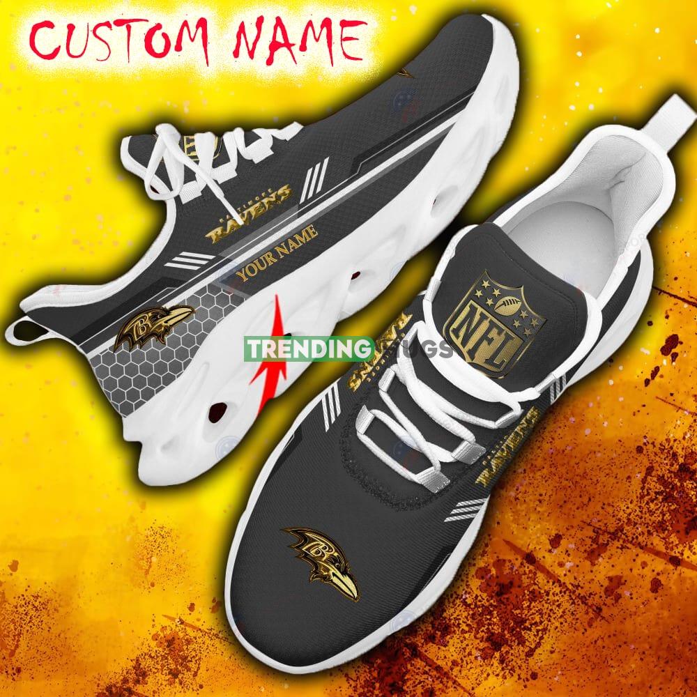 Custom Name Baltimore Ravens Grey All Over Printed Max Soul Shoes For Fans Gift Men And Women New Sports Sneakers - Baltimore Ravens Chunky Sneakers Best Photo 16 Custom Name Baltimore Ravens Grey All Over Printed Max Soul Shoes For Fans Gift Men And Women New Sports Sneakers - Baltimore Ravens Chunky Sneakers Best Photo 16