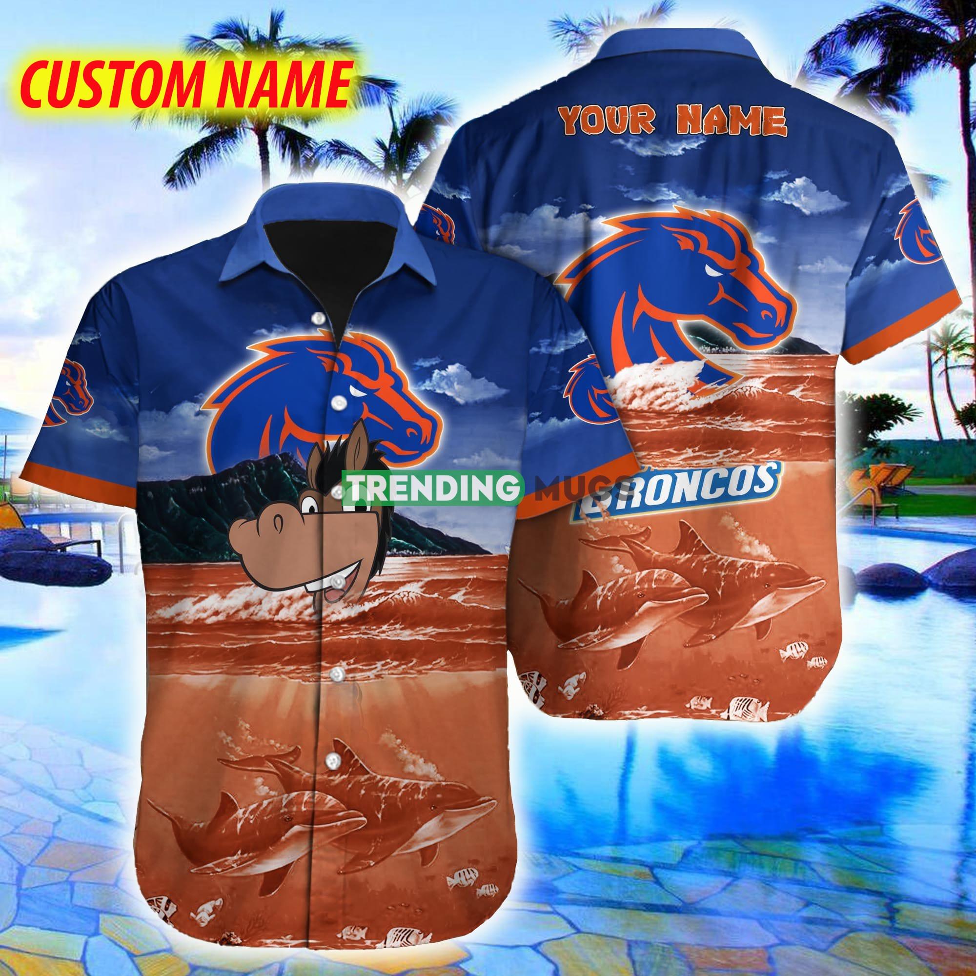 Custom Name Boise State Broncos NCAA Logo Dolphin Beach Funny Hawaiian Shirt - Custom Name Boise State Broncos NCAA Logo Dolphin Beach Funny Hawaiian Shirt Custom Name Boise State Broncos NCAA Logo Dolphin Beach Funny Hawaiian Shirt - Custom Name Boise State Broncos NCAA Logo Dolphin Beach Funny Hawaiian Shirt