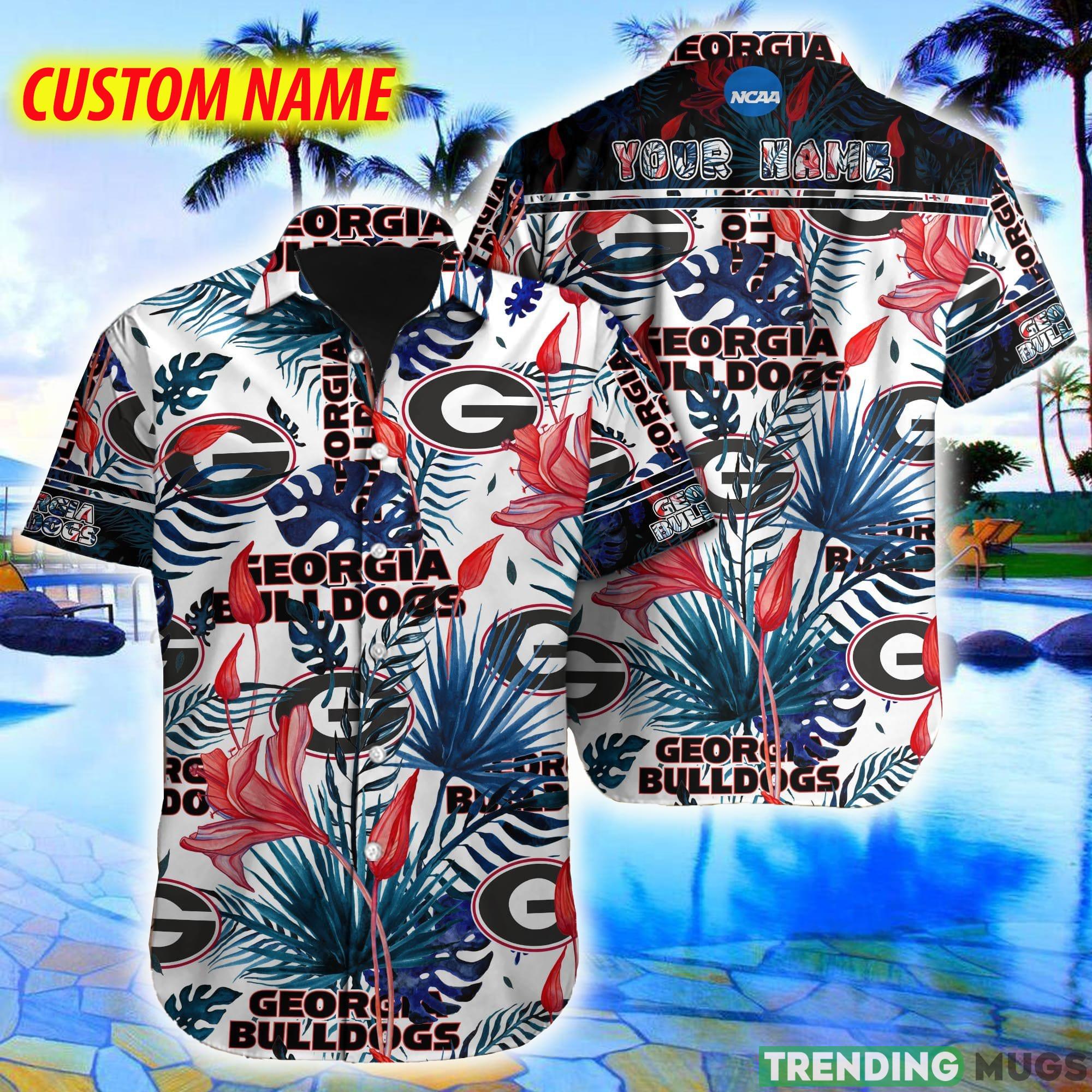 Custom Name Georgia Bulldogs NCAA Logo Leaf And Flowers Hawaiian Shirt New For Fans Gift - Custom Name Georgia Bulldogs NCAA Logo Leaf And Flowers Hawaiian Shirt New For Fans Gift Custom Name Georgia Bulldogs NCAA Logo Leaf And Flowers Hawaiian Shirt New For Fans Gift - Custom Name Georgia Bulldogs NCAA Logo Leaf And Flowers Hawaiian Shirt New For Fans Gift