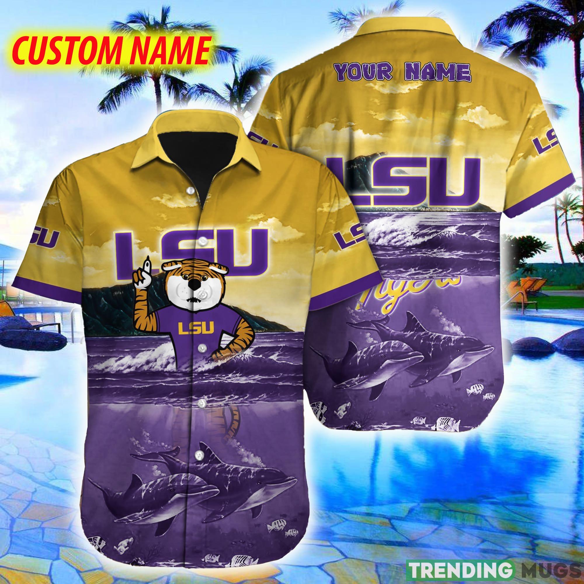 Custom Name LSU TIGERS NCAA Logo Dolphin Beach Funny Hawaiian Shirt - Custom Name LSU TIGERS NCAA Logo Dolphin Beach Funny Hawaiian Shirt Custom Name LSU TIGERS NCAA Logo Dolphin Beach Funny Hawaiian Shirt - Custom Name LSU TIGERS NCAA Logo Dolphin Beach Funny Hawaiian Shirt