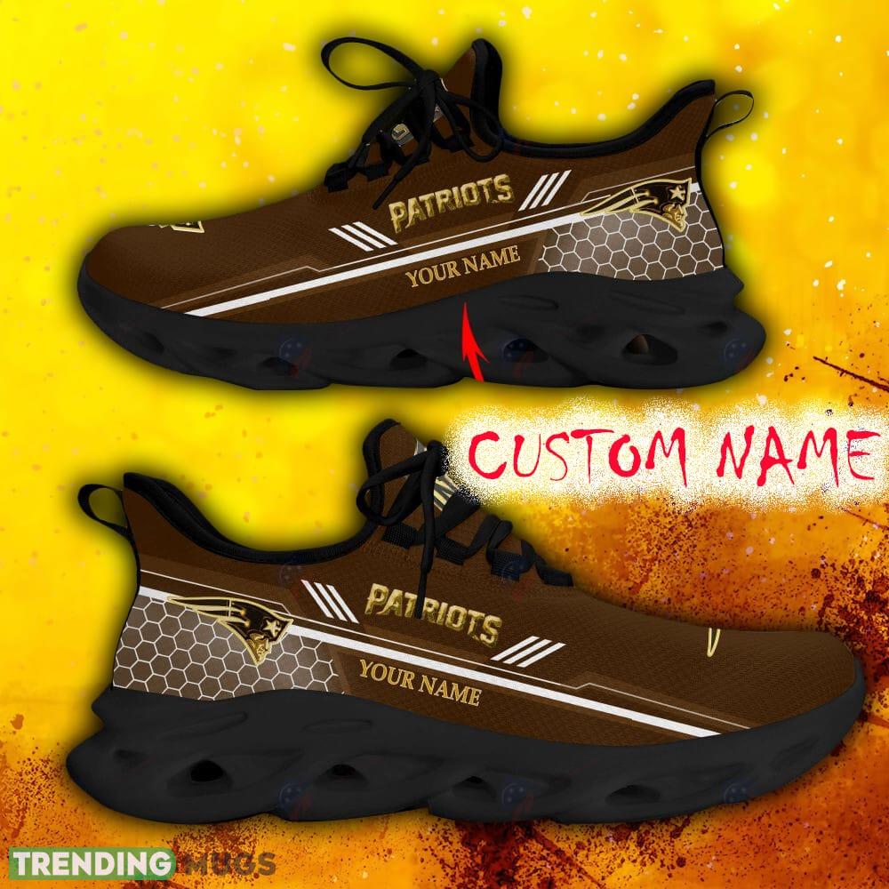 Custom Name New England Patriots Brown All Over Printed Max Soul Shoes For Fans Gift Men And Women New Sports Sneakers Max Soul Custom Name New England Patriots Brown All Over Printed Max Soul Shoes For Fans Gift Men And Women New Sports Sneakers Max Soul