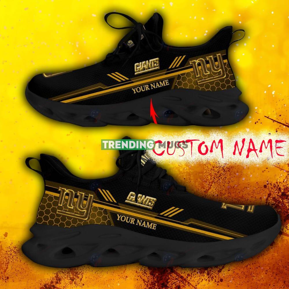 Custom Name New York Giants Yellow All Over Printed Max Soul Shoes For Fans Gift Men And Women New Sports Sneakers Max Soul Custom Name New York Giants Yellow All Over Printed Max Soul Shoes For Fans Gift Men And Women New Sports Sneakers Max Soul