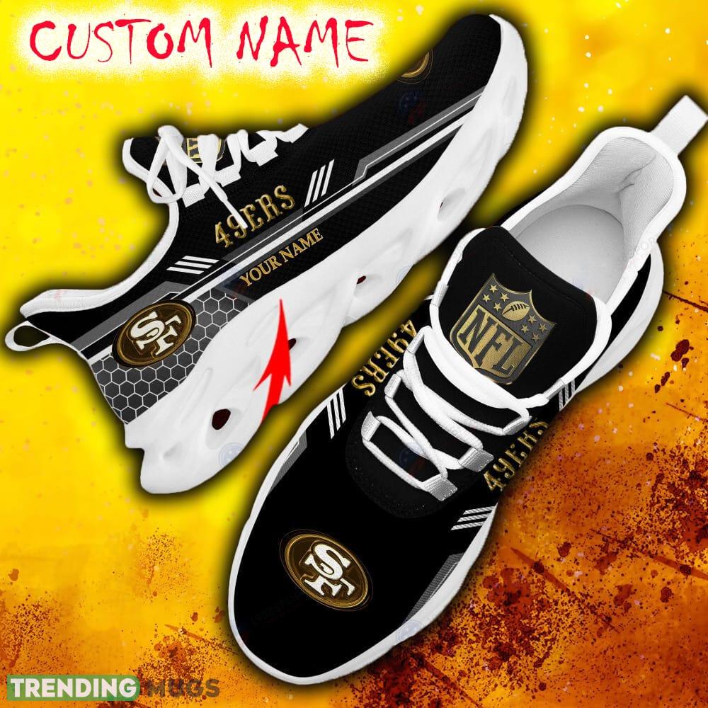 Custom Name San Francisco 49ers Black All Over Printed Max Soul Shoes For Fans Gift Men And Women New Sports Sneakers Max Soul Custom Name San Francisco 49ers Black All Over Printed Max Soul Shoes For Fans Gift Men And Women New Sports Sneakers Max Soul