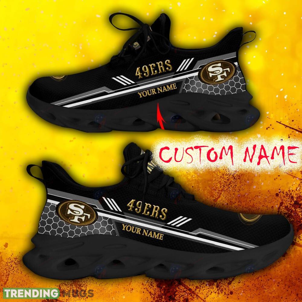 Custom Name San Francisco 49ers Black All Over Printed Max Soul Shoes For Fans Gift Men And Women New Sports Sneakers - San Francisco 49ers Chunky Sneakers Best Photo 1 Custom Name San Francisco 49ers Black All Over Printed Max Soul Shoes For Fans Gift Men And Women New Sports Sneakers - San Francisco 49ers Chunky Sneakers Best Photo 1