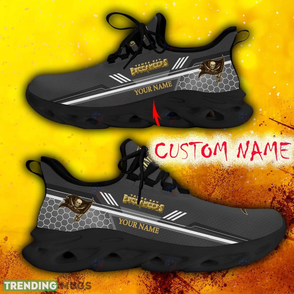 Custom Name Tampa Bay Buccaneers Grey All Over Printed Max Soul Shoes For Fans Gift Men And Women New Sports Sneakers Max Soul Custom Name Tampa Bay Buccaneers Grey All Over Printed Max Soul Shoes For Fans Gift Men And Women New Sports Sneakers Max Soul