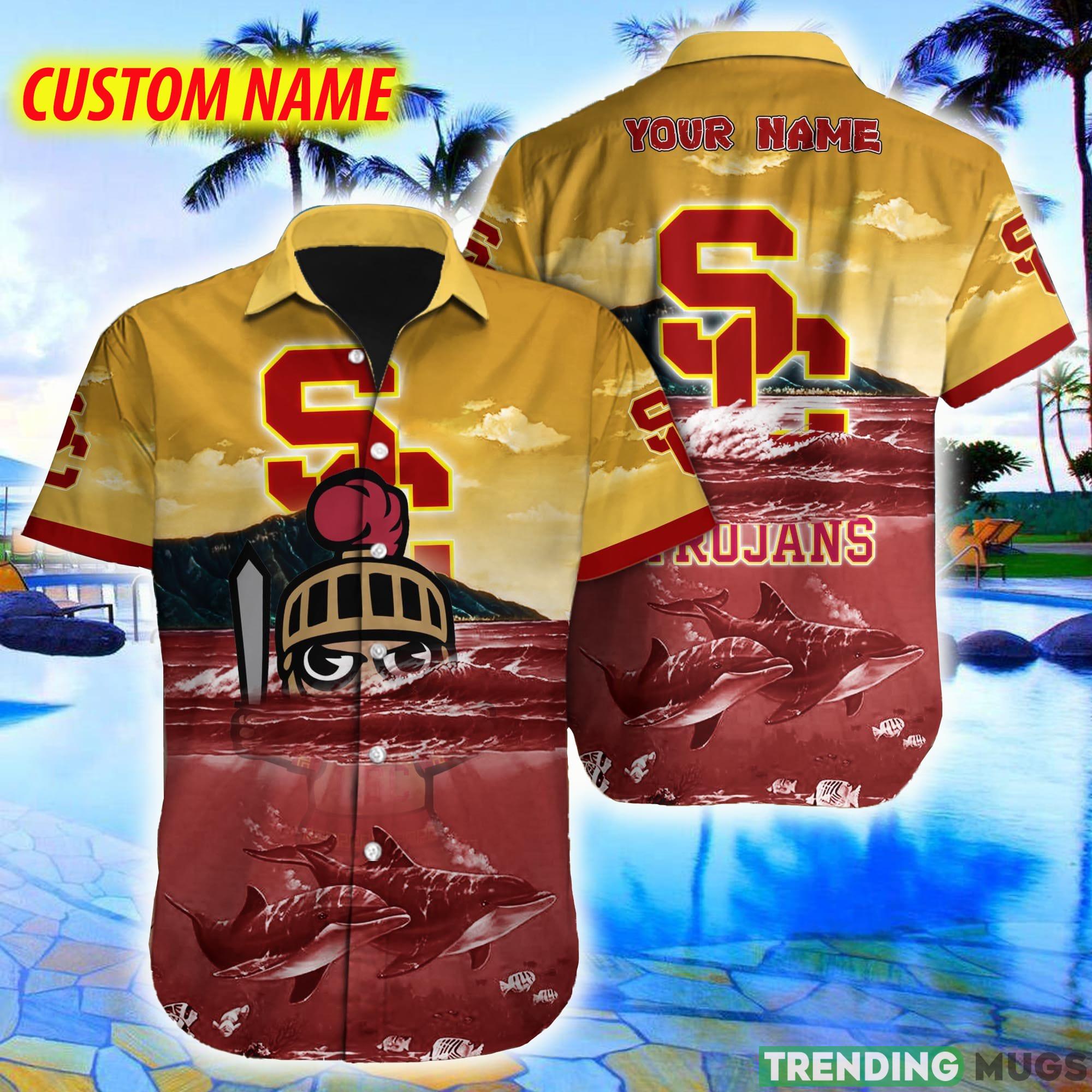 Custom Name USC Trojans NCAA Logo Dolphin Beach Funny Hawaiian Shirt - Custom Name USC Trojans NCAA Logo Dolphin Beach Funny Hawaiian Shirt Custom Name USC Trojans NCAA Logo Dolphin Beach Funny Hawaiian Shirt - Custom Name USC Trojans NCAA Logo Dolphin Beach Funny Hawaiian Shirt