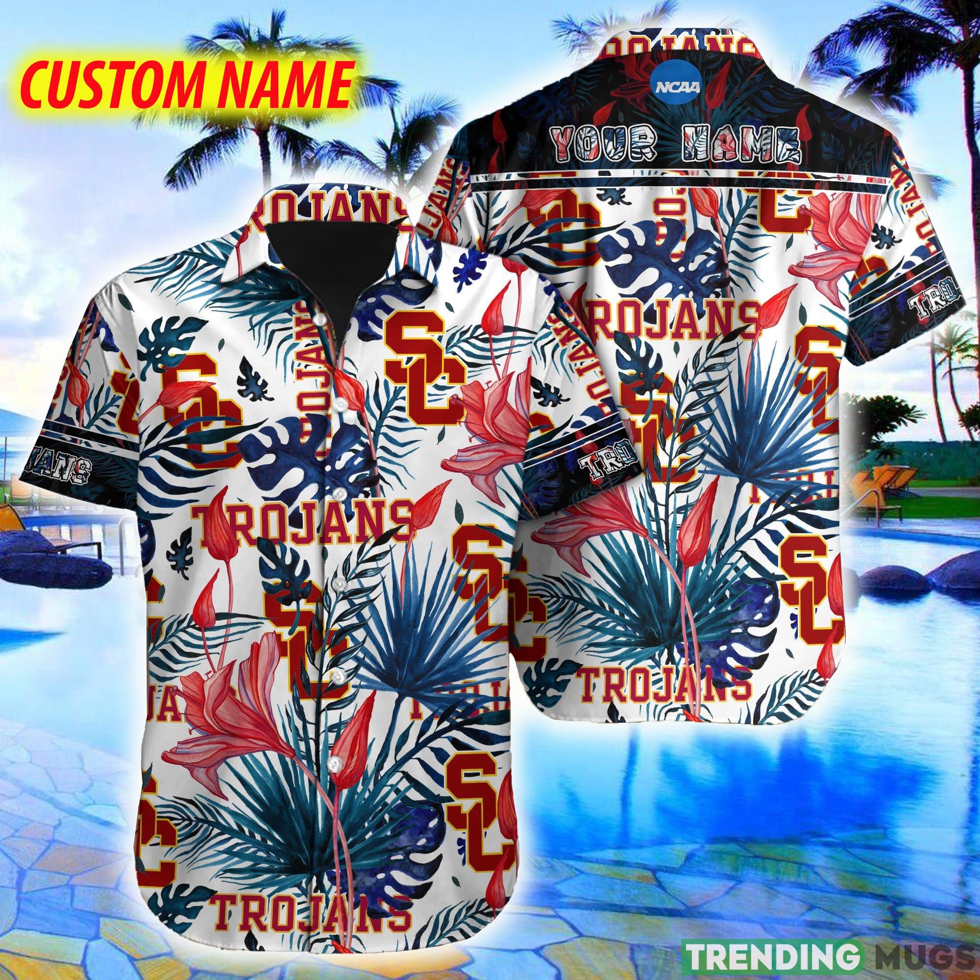 Custom Name USC Trojans NCAA Logo Leaf And Flowers Hawaiian Shirt New For Fans Gift - Custom Name USC Trojans NCAA Logo Leaf And Flowers Hawaiian Shirt New For Fans Gift Custom Name USC Trojans NCAA Logo Leaf And Flowers Hawaiian Shirt New For Fans Gift - Custom Name USC Trojans NCAA Logo Leaf And Flowers Hawaiian Shirt New For Fans Gift