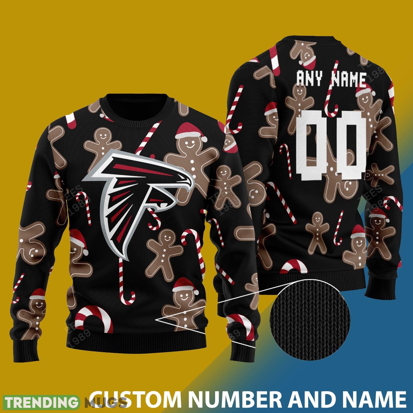 Custom Number And Name Atlanta Christmas Santa Bear Ugly Christmas Sweater - 001Atlanta - CUSTOMIZE YOUR NAME & NUMBER