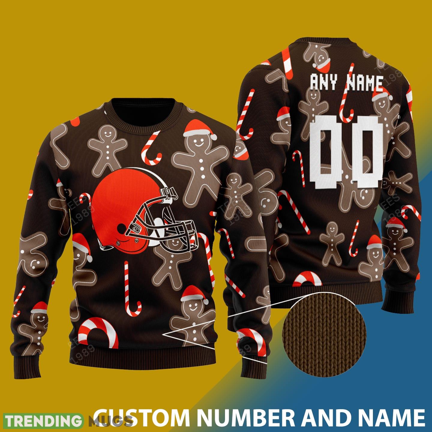 Custom Number And Name Browns Christmas Santa Bear Ugly Christmas Sweater - 001Browns - CUSTOMIZE YOUR NAME & NUMBER Custom Number And Name Browns Christmas Santa Bear Ugly Christmas Sweater - 001Browns - CUSTOMIZE YOUR NAME & NUMBER