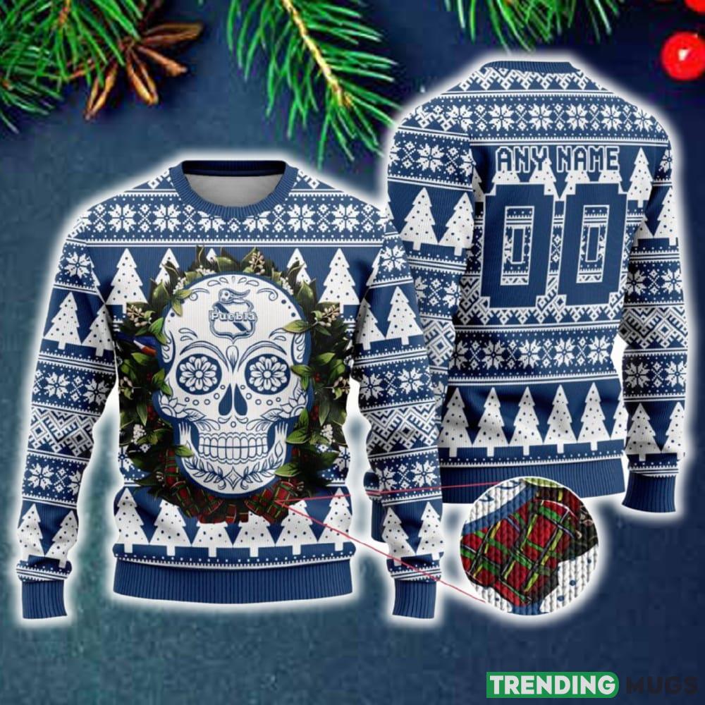 Custom Number And Name LIGA MX Club Puebla Special Sugar Skull Christmas Ugly Sweater Gift For Men And Women - Custom Number And Name LIGA MX Club Puebla Special Sugar Skull Christmas Ugly Sweater Gift For Men And Women Custom Number And Name LIGA MX Club Puebla Special Sugar Skull Christmas Ugly Sweater Gift For Men And Women - Custom Number And Name LIGA MX Club Puebla Special Sugar Skull Christmas Ugly Sweater Gift For Men And Women