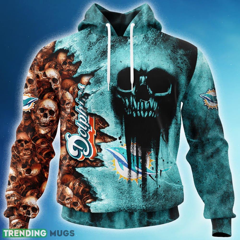 Custom Number And Name Miami Dolphins NFL Skull 3D Hoodie Zip Hoodie For Men And Women Christmas Gift Fans - Miami Dolphins-NFL Halloween Cemetery Skull Jersey LIMITED EDITION-SP09082338ID02_1