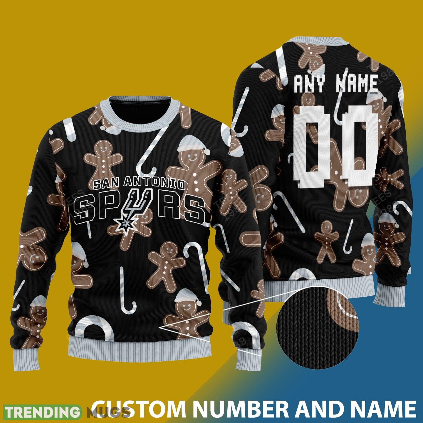 Custom Number And Name San Antonio Spurs Christmas Santa Bear Ugly Christmas Sweater - San Antonio Spurs - CUSTOMIZE YOUR NAME & NUMBER