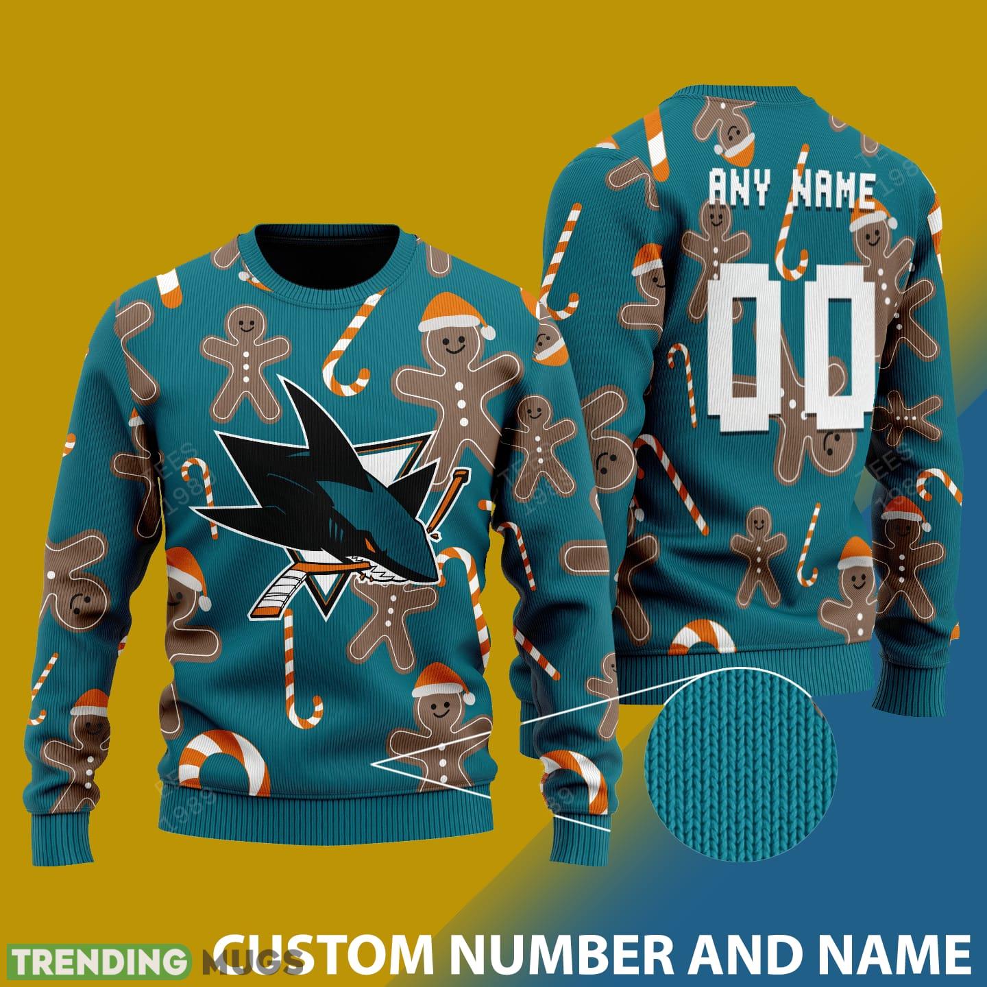Custom Number And Name San Jose Sharks Christmas Santa Bear Ugly Christmas Sweater - San Jose Sharks - CUSTOMIZE YOUR NAME & NUMBER Custom Number And Name San Jose Sharks Christmas Santa Bear Ugly Christmas Sweater - San Jose Sharks - CUSTOMIZE YOUR NAME & NUMBER