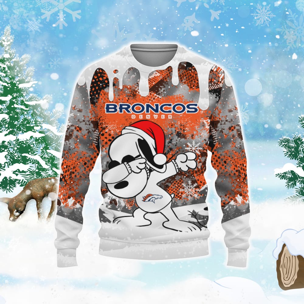Denver Broncos Snoopy Dabbing The Peanuts Sports Football American Christmas Dripping Matching Knitted Christmas Sweater All Over Print 3D Sweater Denver Broncos Snoopy Dabbing The Peanuts Sports Football American Christmas Dripping Matching Knitted Christmas Sweater All Over Print 3D Sweater